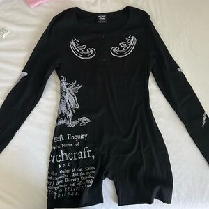 Black Long Sleeve Graphic Romper